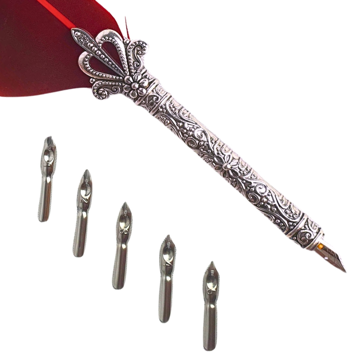 Caneta Tinteiro Simples Com Pena Vermelha Caneta Tinteiro Simples Com Pena Vermelha